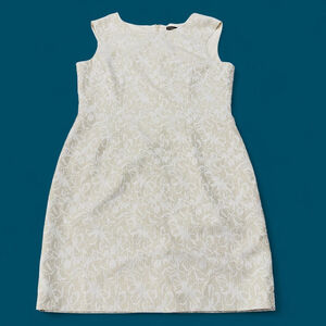 Bridal Beige White Floral Lace Pattern Sheath Dress Preston & York 18 NEW